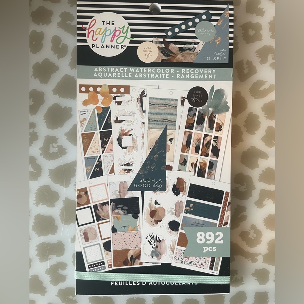 The Happy Planner Abstract Watercolor Recover Sticker Book